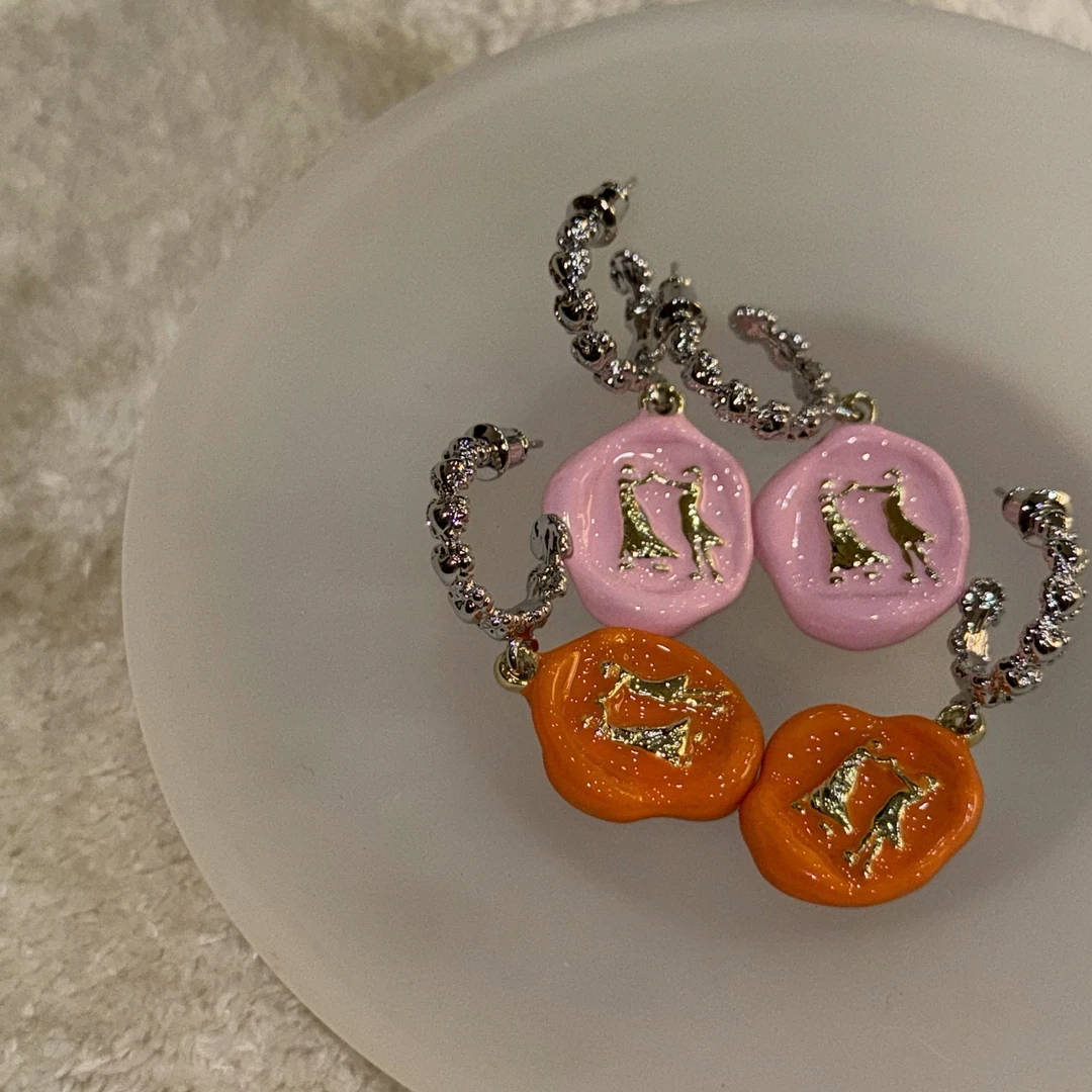 铜合金珐琅耳饰 HRY0-铜合金珐琅个性百搭耳钉HRY0-1496