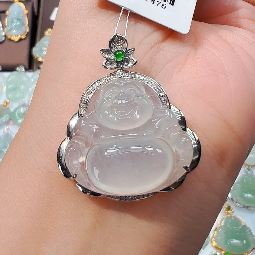 翡翠18K金镶嵌吊坠(不含链)佛公