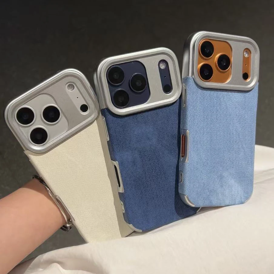 诚星泽简约纯色牛仔纹适用苹果17PROMAX手机壳iPhone15/14/13新款