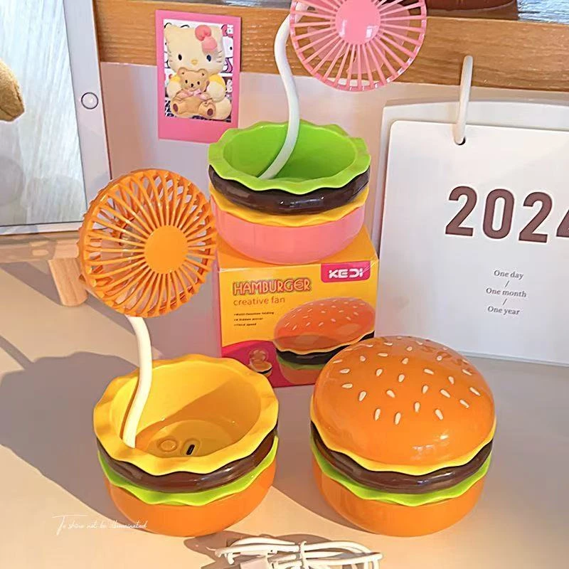 【汉堡风扇】创意汉堡多功能手持风扇办公桌面便携学生宿舍迷你风扇