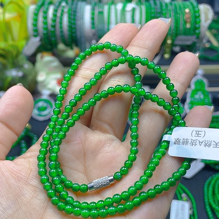 翡翠未镶嵌颈饰翡翠阳绿项链4