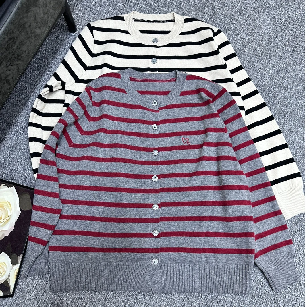 友友来了673常规不褪色条纹冬季长袖毛针织衫拼色休闲毛衣女装开