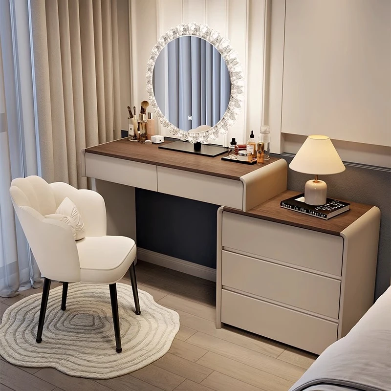 全实木梳妆台斗柜一体高级感卧室可伸缩可移动家用轻奢化妆抬