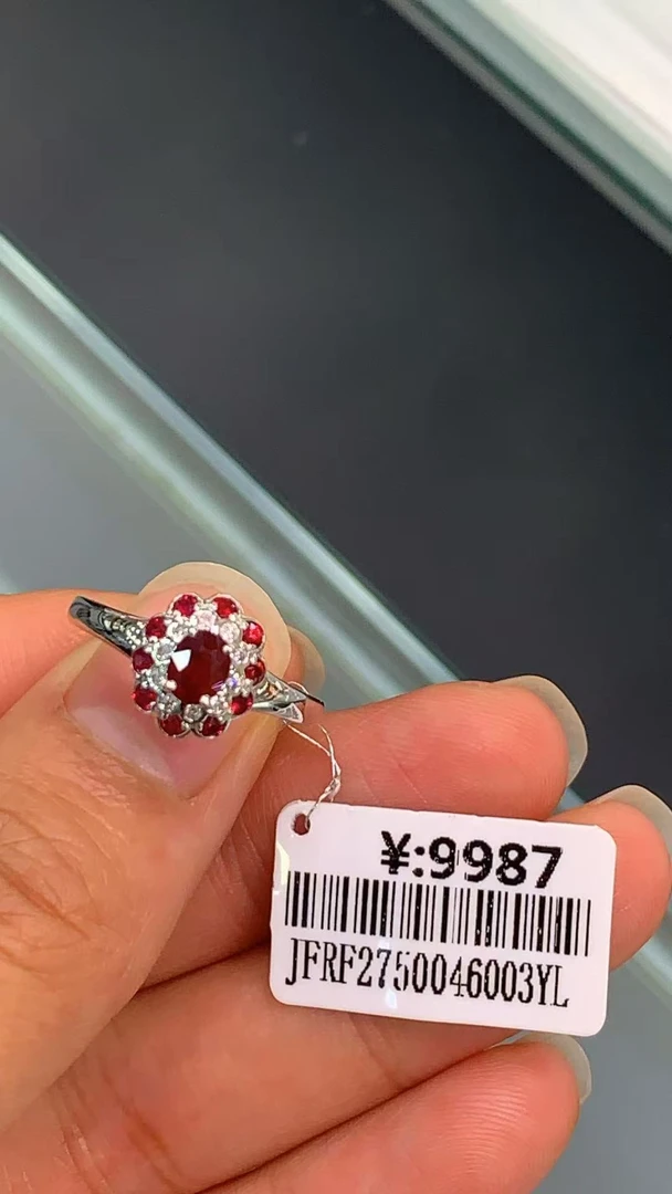 18K金镶红宝石戒指-WJ124