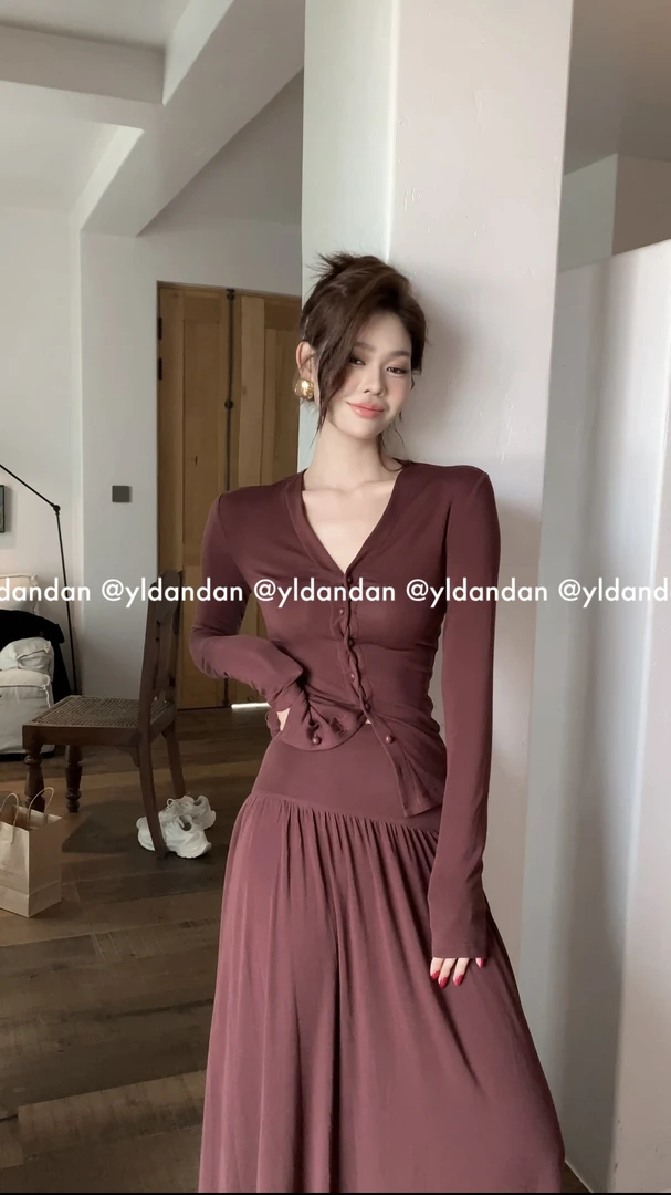 @yldandan|梅丽希腊风庄园复古贵妇慵懒风休闲风开衫轻熟时尚套装