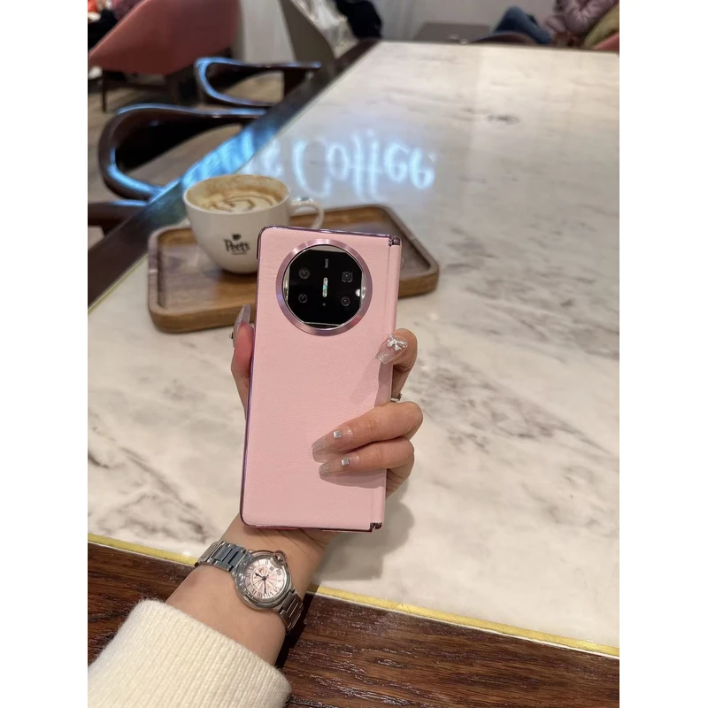 适用于华为Matex5/Matex3磨砂糖果色素皮中轴磁吸折叠手机壳奢华