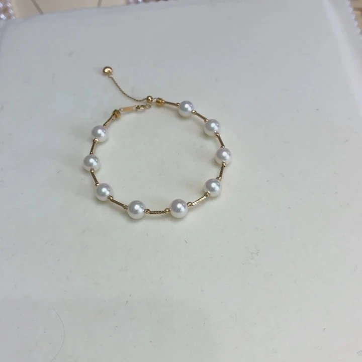 18K金镶嵌手链海水珍珠