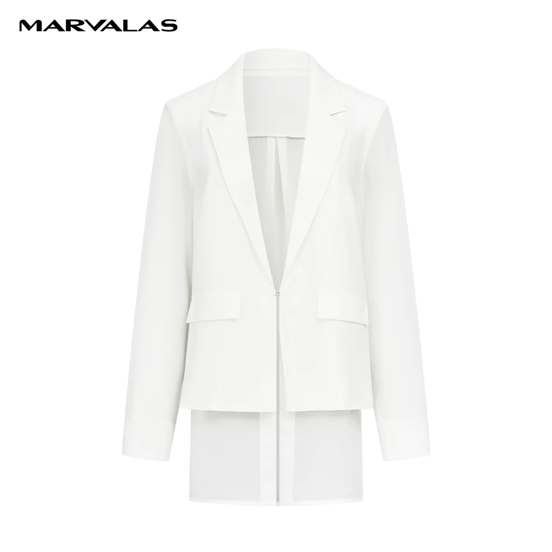 【薇薇专属】M423303864曼德诗醋酸西服粒扣长袖雪纺西装