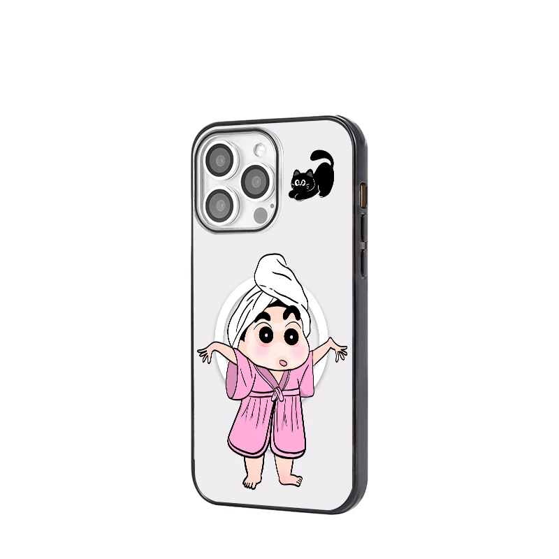 【相机键全包】浴袍小新适用苹果16-12系列plus透明亚克力手机壳