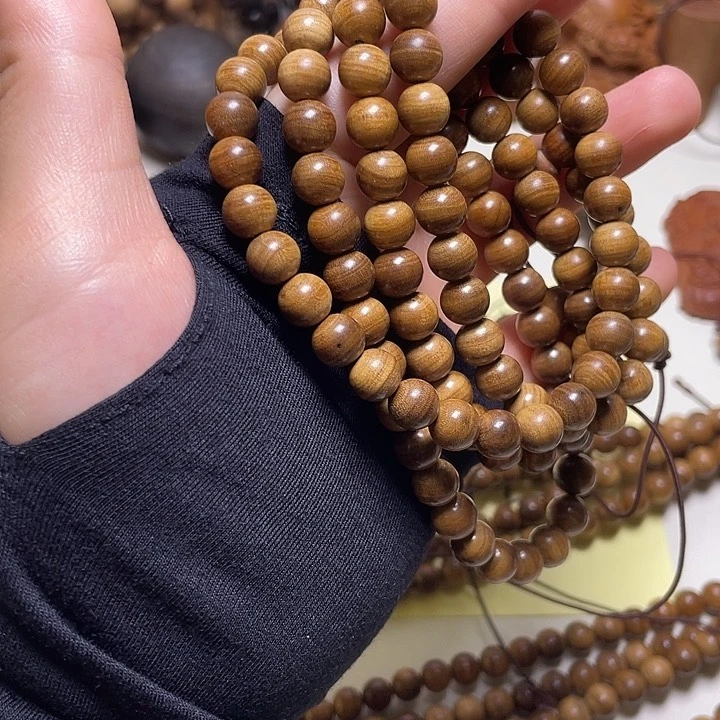 檀香木手串/手链老山檀香0.8/108横纹虎皮沉