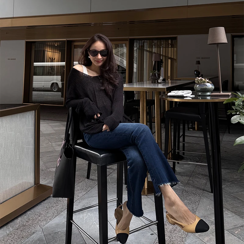 靠谱。【私服针织】新款显瘦不规则下摆镂空针织衫KP250439