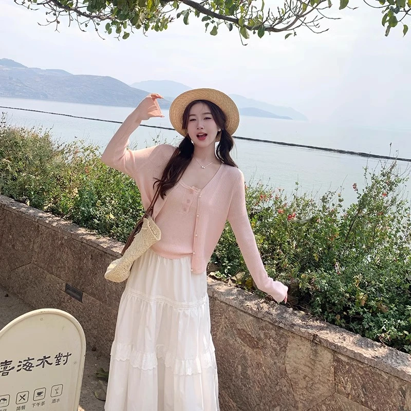 开衫吊带配连衣裙两件套女装甜美可爱风格衣服洋气休闲夏季套装