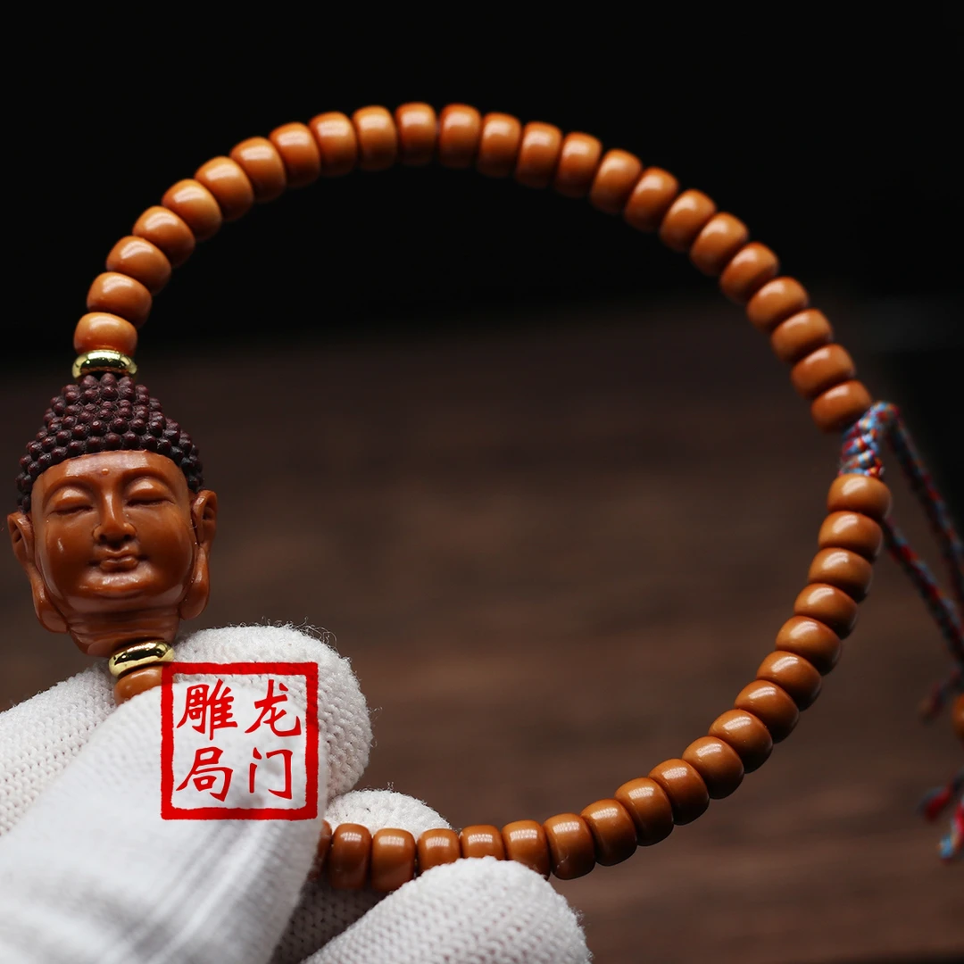 纯手工山鬼橄榄核雕大日如来佛祖男女文玩老型桶珠直切大佛头