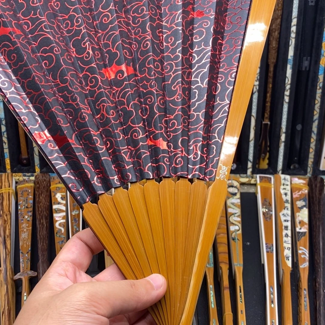 扇子《福寿》老玉竹倒开肩三合青茄头