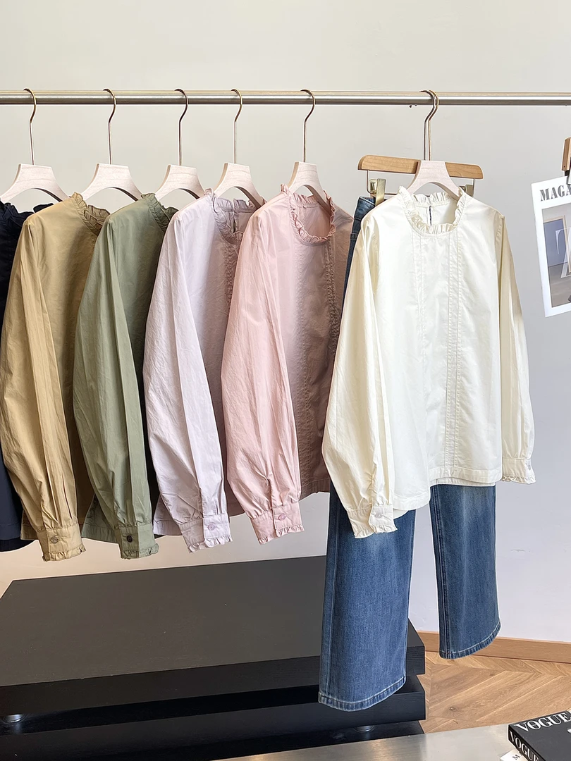 B线下精品单！100全棉！澳棉木耳边早秋长袖衬衫  H6708 女装 23-88