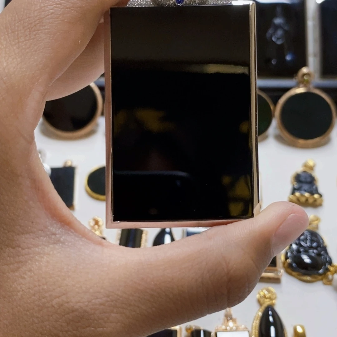 定制翡翠18K金镶嵌五****墨墨翠