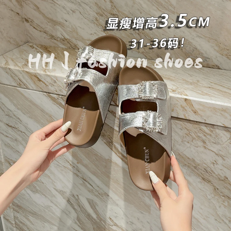 网红同款313233码小码拖鞋勃肯外穿女夏2025厚底皮带扣仙女风凉拖