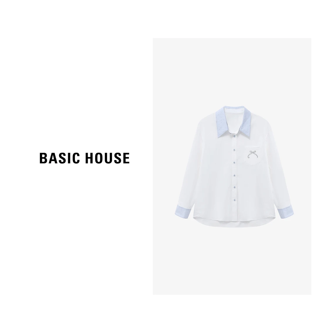 Basic House/百家好春季休闲长袖小众简约时尚衬衫-B0625H5L842