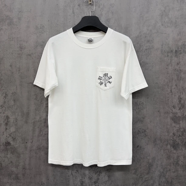99新 Chrome Hearts/克罗心 做旧Logo哥特白色休闲短袖/RK832/L码