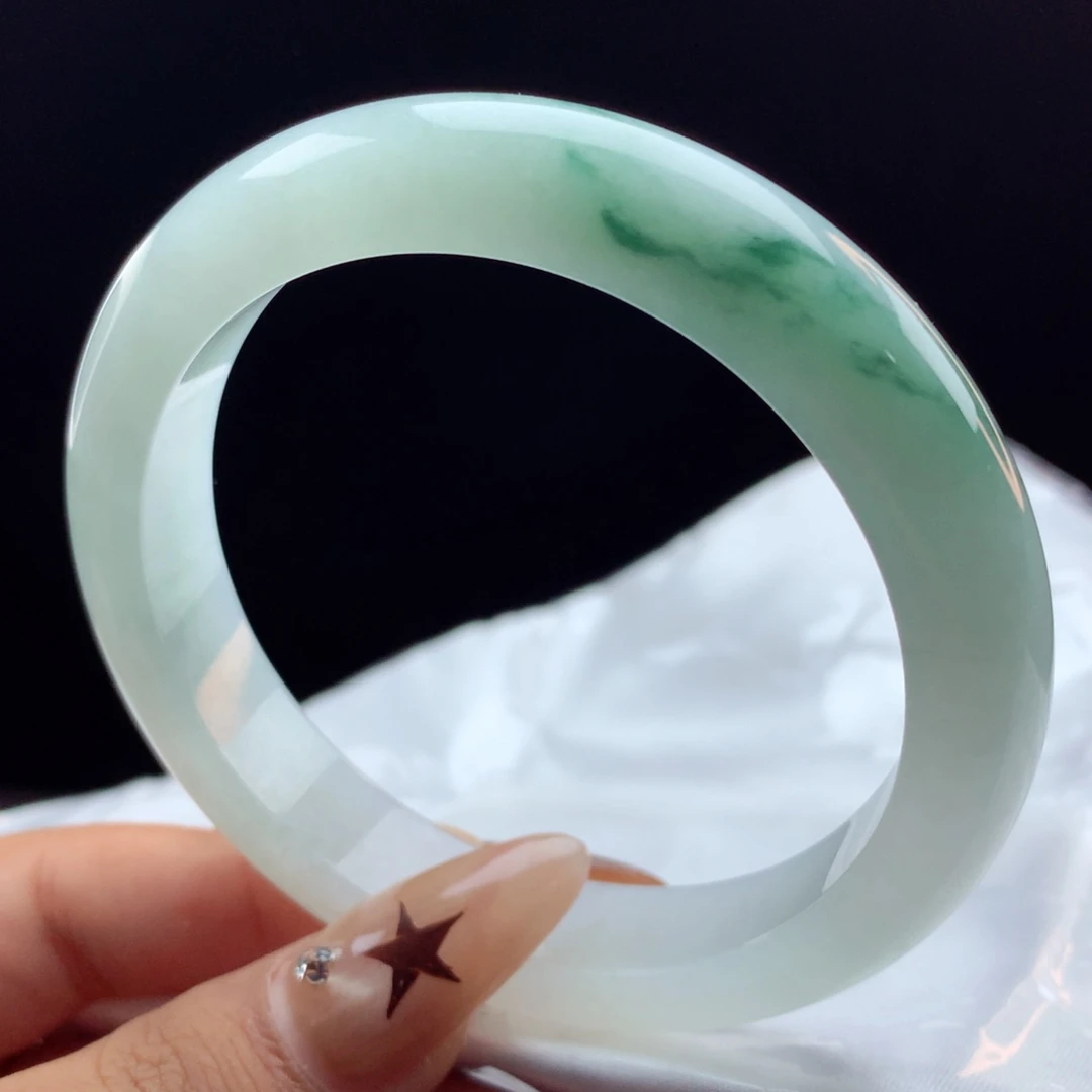 未镶嵌手镯翡翠白冰飘花97246