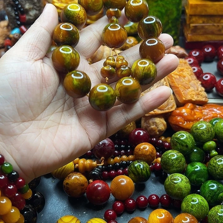 琥珀木水墨丹青手串1.8