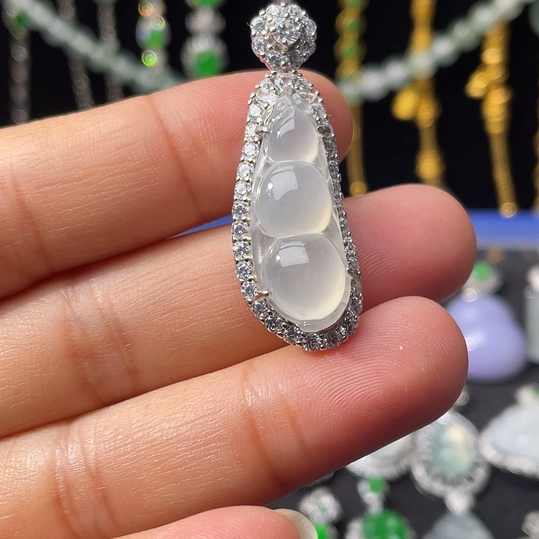 翡翠银S925镶嵌吊坠(不含链)