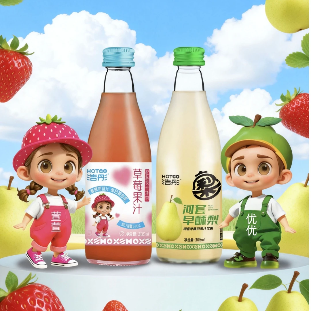 浩彤果汁系列305ml/瓶 草莓汁梨汁健康果汁饮料