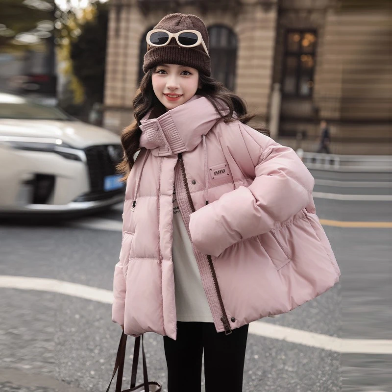 巴拉开门红女童羽绒服2026新款洋气时髦冬装中大儿童加厚保暖连帽