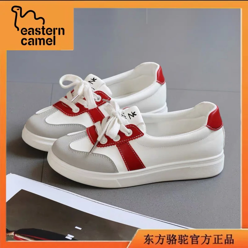 东方骆驼女鞋春季新款百搭时尚软底舒适小白鞋女士平底舒适休闲鞋
