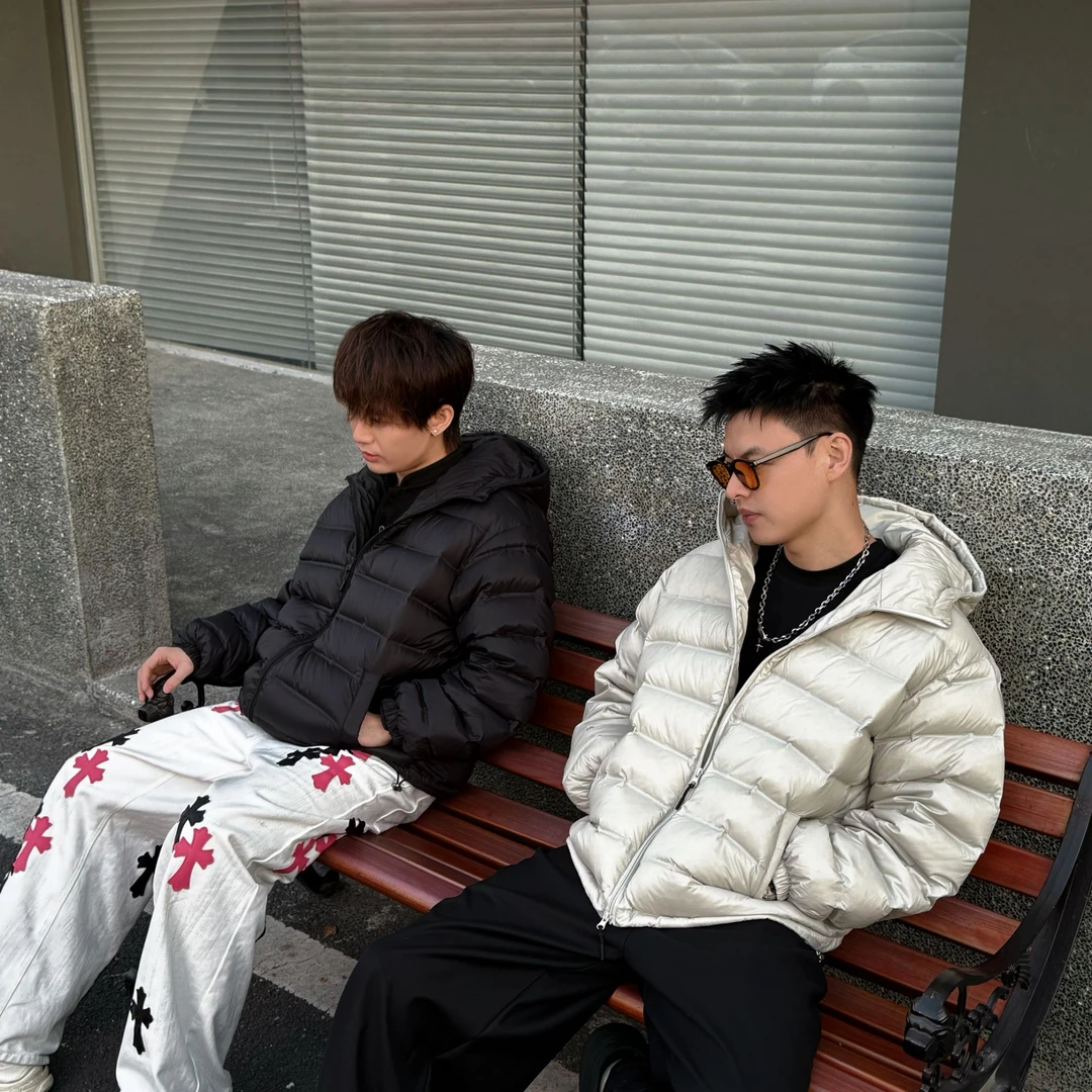 阿叔冬季90白鸭绒连帽排骨羽绒服防寒保暖百搭潮流GK-3355