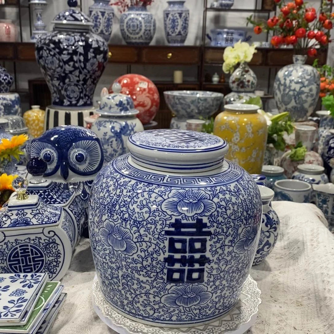 【闪购商品】摆件双喜储物罐摆件……