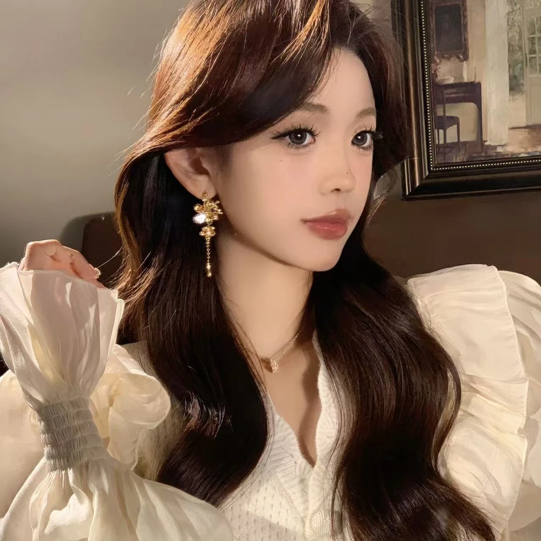 FULL GIRLISH耳环00555长款花朵流苏耳钉耳饰