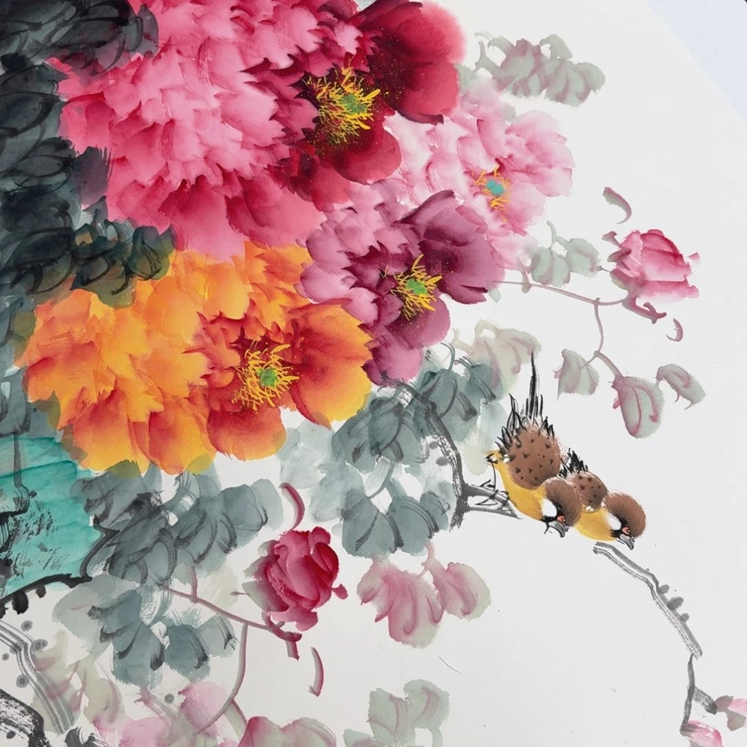 国画国画作品山水花鸟纯手绘四尺横