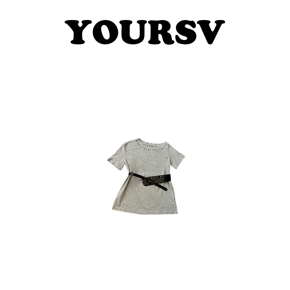 【YOURSV】「欧货字母T」春夏时尚设计师短袖T恤气质休闲配腰带圆领T