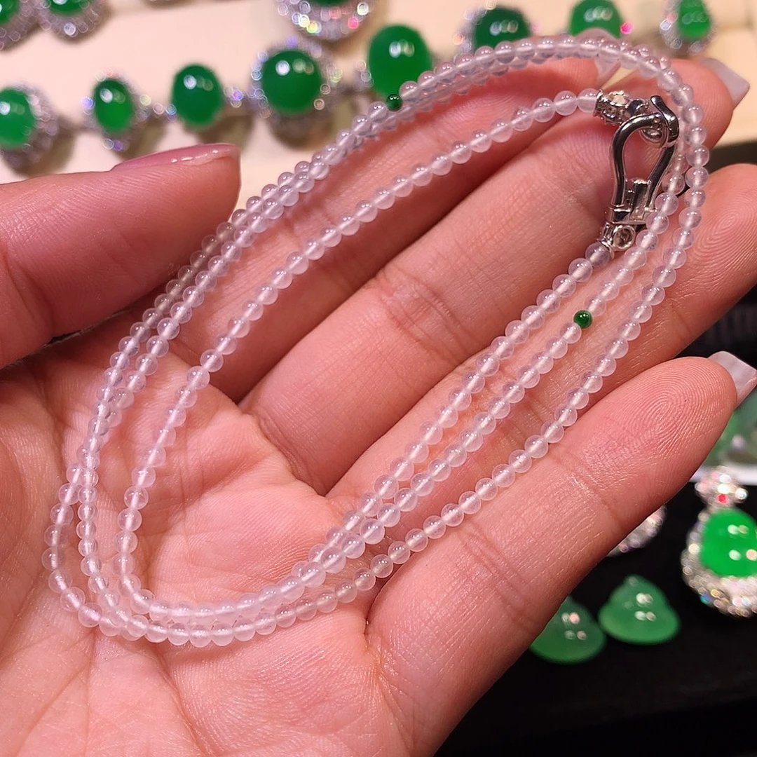 翡翠18K金镶嵌颈饰缅甸翡翠万能链18k