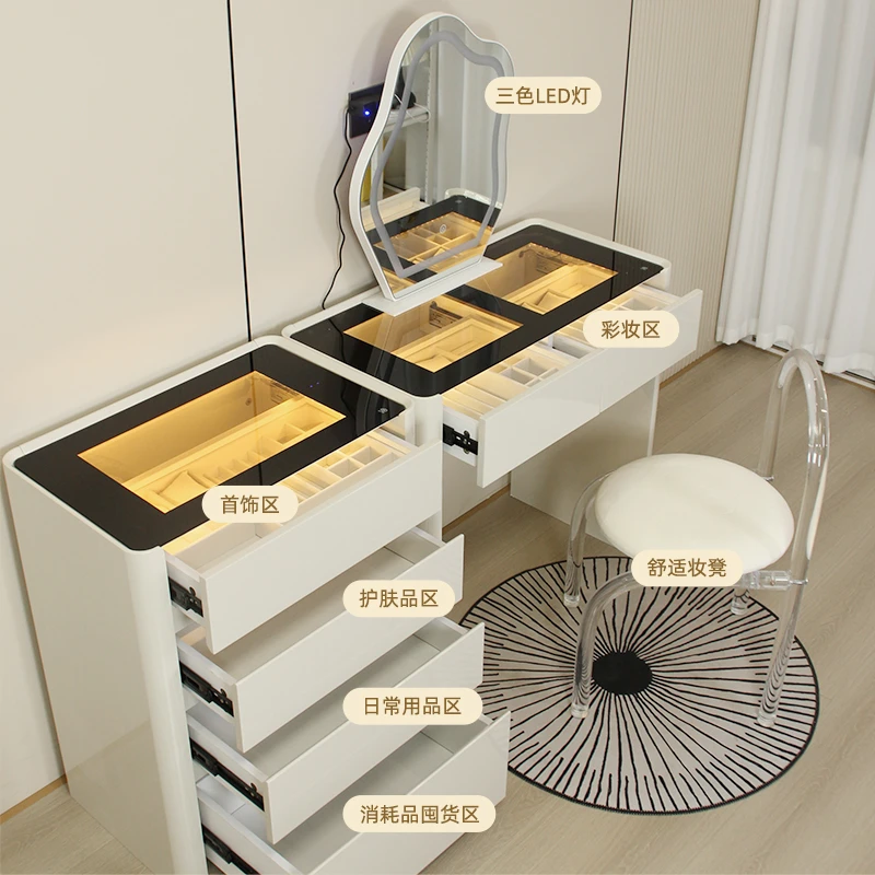 小户型梳妆台意式轻奢化妆台高级感主卧化妆桌床尾收纳柜斗柜