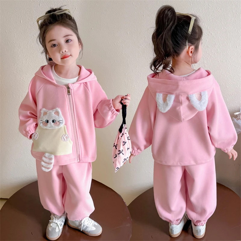 女童套装秋季2025新款儿童洋气外套女宝宝秋装运动服儿童两件套潮