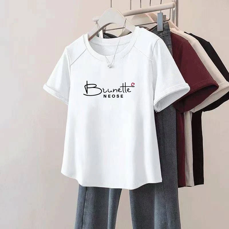 纯棉大码微胖女装2025夏季新款印花短袖t恤遮肉宽松显瘦休闲上衣