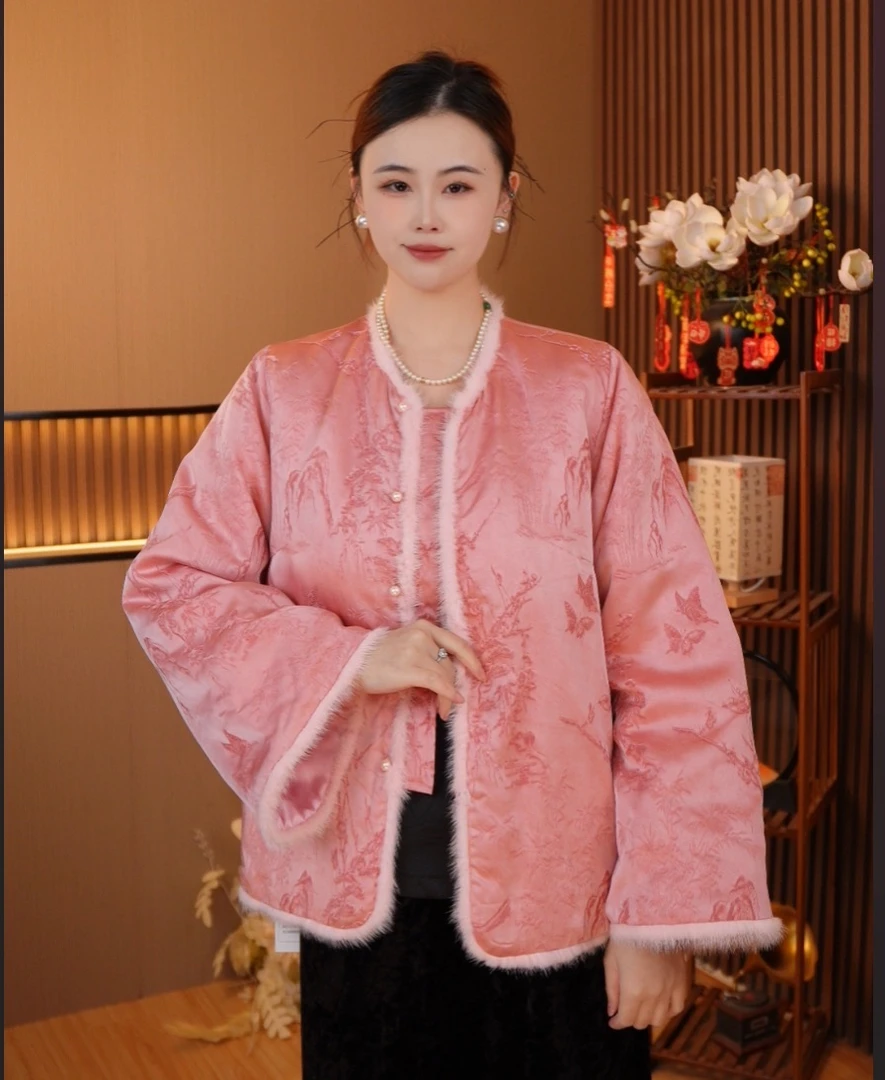 【山有色】新中式冬季新款重磅老料加厚外套2025D2552夏希广源仓