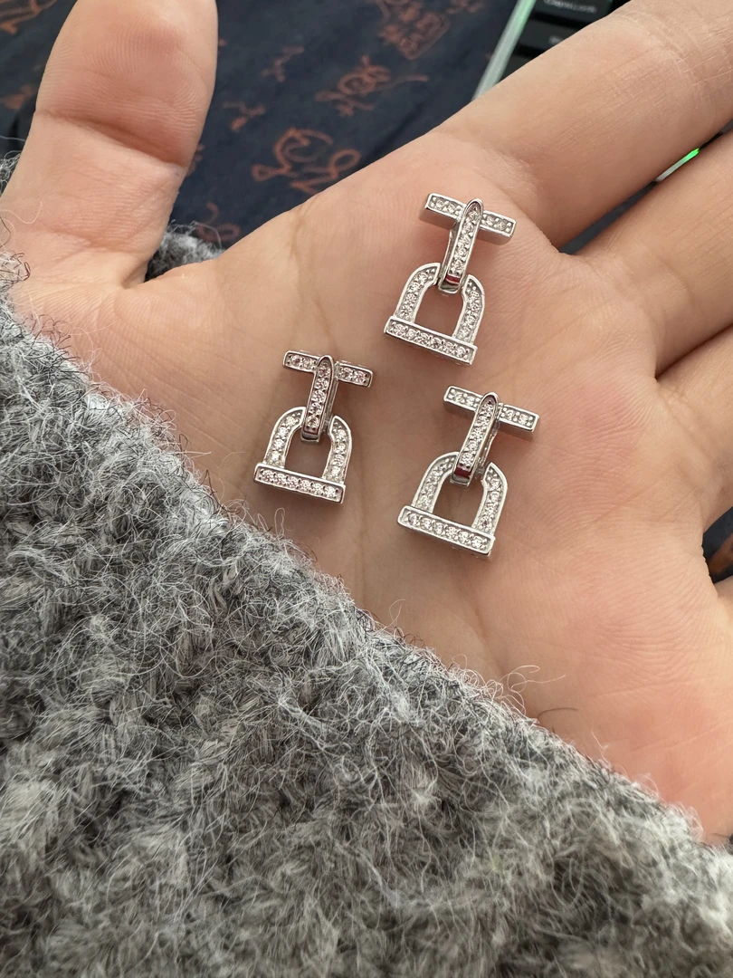 925银银制品 双排扣锆石手链双层套链马蹄扣Y85
