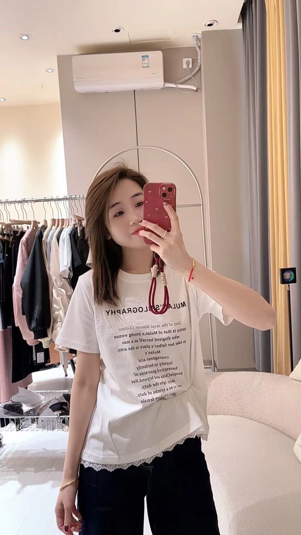 觅裳家【定制款】6511新款高品质时尚百搭韩系定制款拼接蕾丝上衣