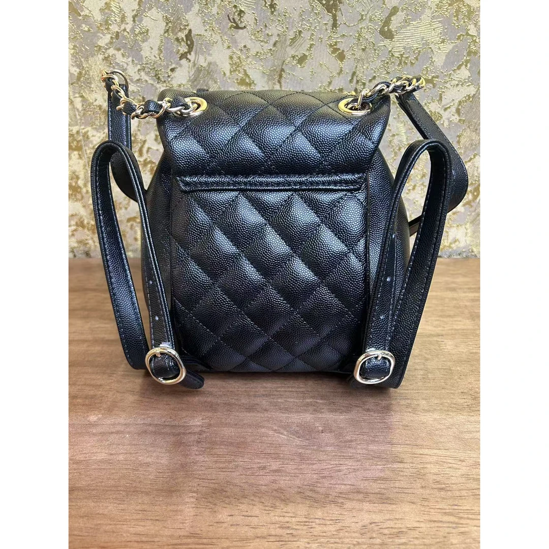 YNPO24年秋冬新款时尚真皮女包 小双肩 黑色