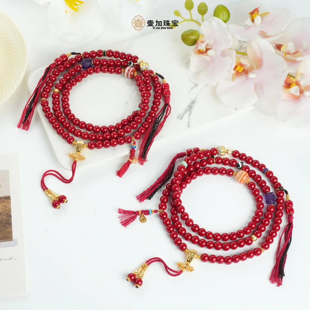 坠链均925银琉璃 壹加师姐｜8mm怀业108红药师多圈项链多样性发一