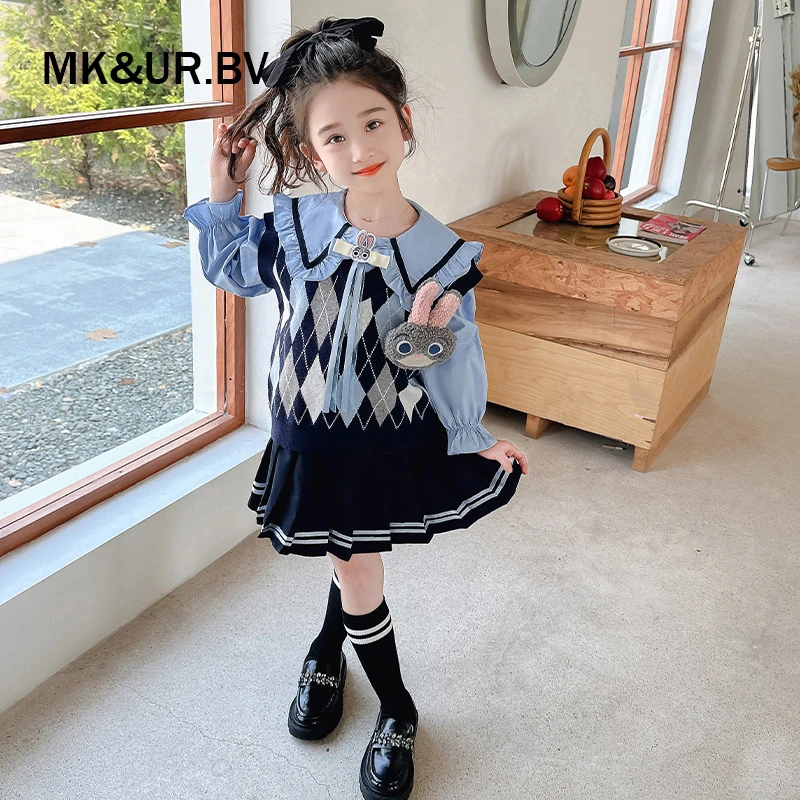 MK&UR.BV女童学院风套装2025秋季新款兔子警官朱迪jk韩系三件套