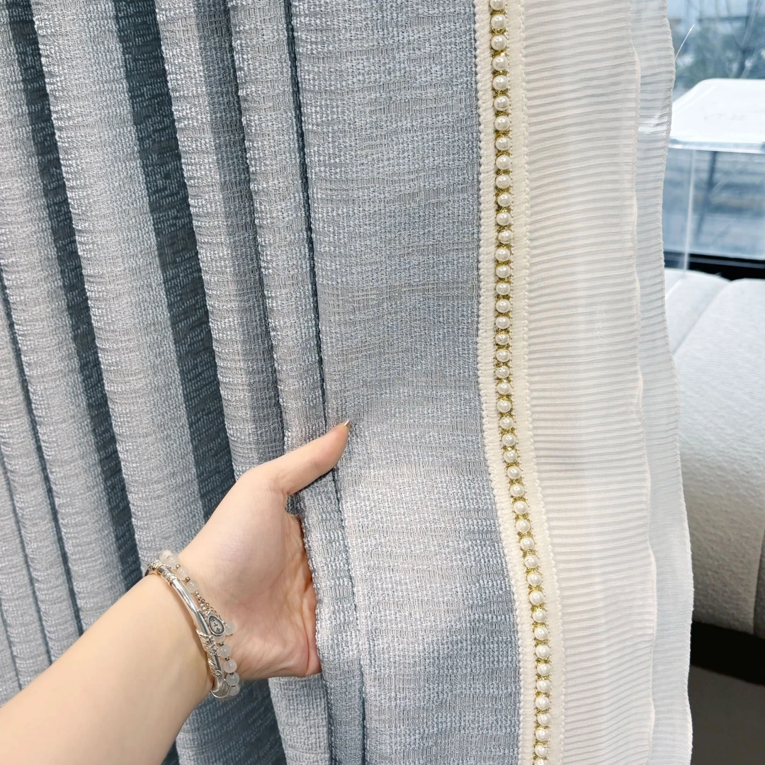 新奶油风法式窗帘卧室客厅现代遮光雪尼尔棉麻提花源头工厂直播