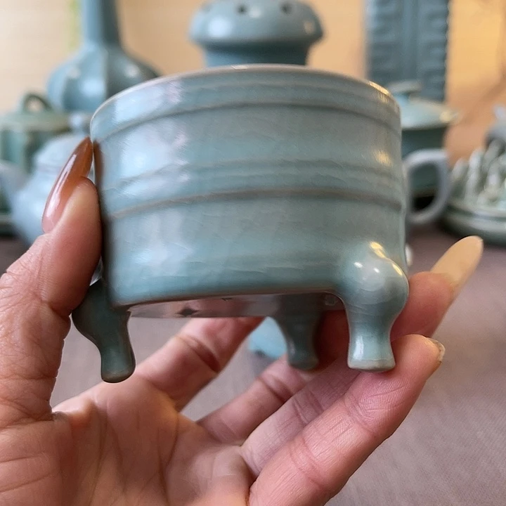 瓷片原产地汝瓷三足遵瑕