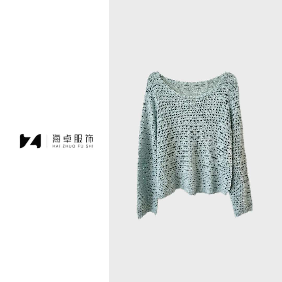 海卓~ 2025春韩系慵懒风镂空设计感针织衫长袖宽松显瘦上衣女4012