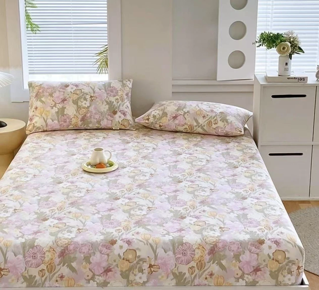 （法式花园）新款老粗布床单230*245cm（±5cm）+枕套三件套