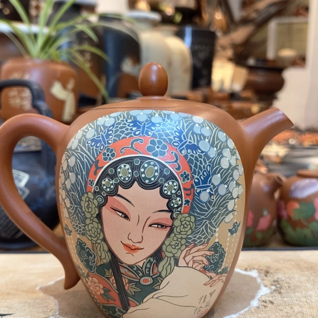 斌***云南建水紫陶彩填壶