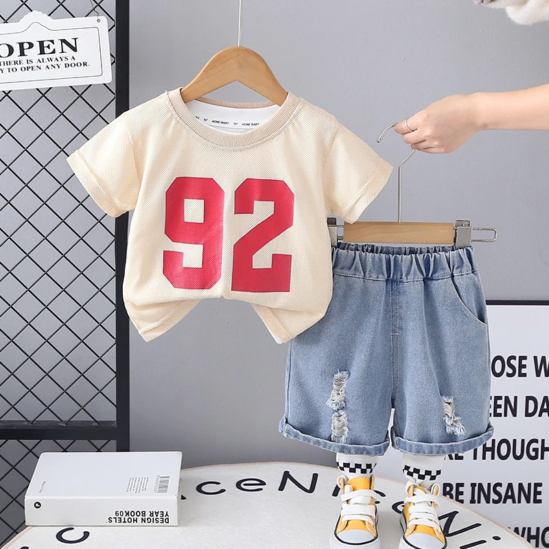 儿童新款夏季套装1-3岁5男宝宝韩版休闲短袖童装小童网眼BLG童装